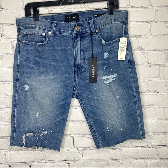 PacSun Other - PacSun Medium Indigo Skinny Denim Shorts Paint Splatter